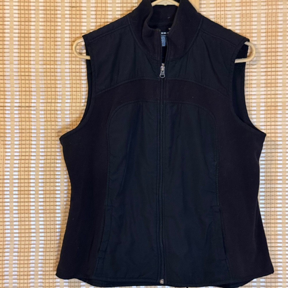 Tek Gear Womens Black Full Zip Fleece Mixed Media Active Vest XL Activewear